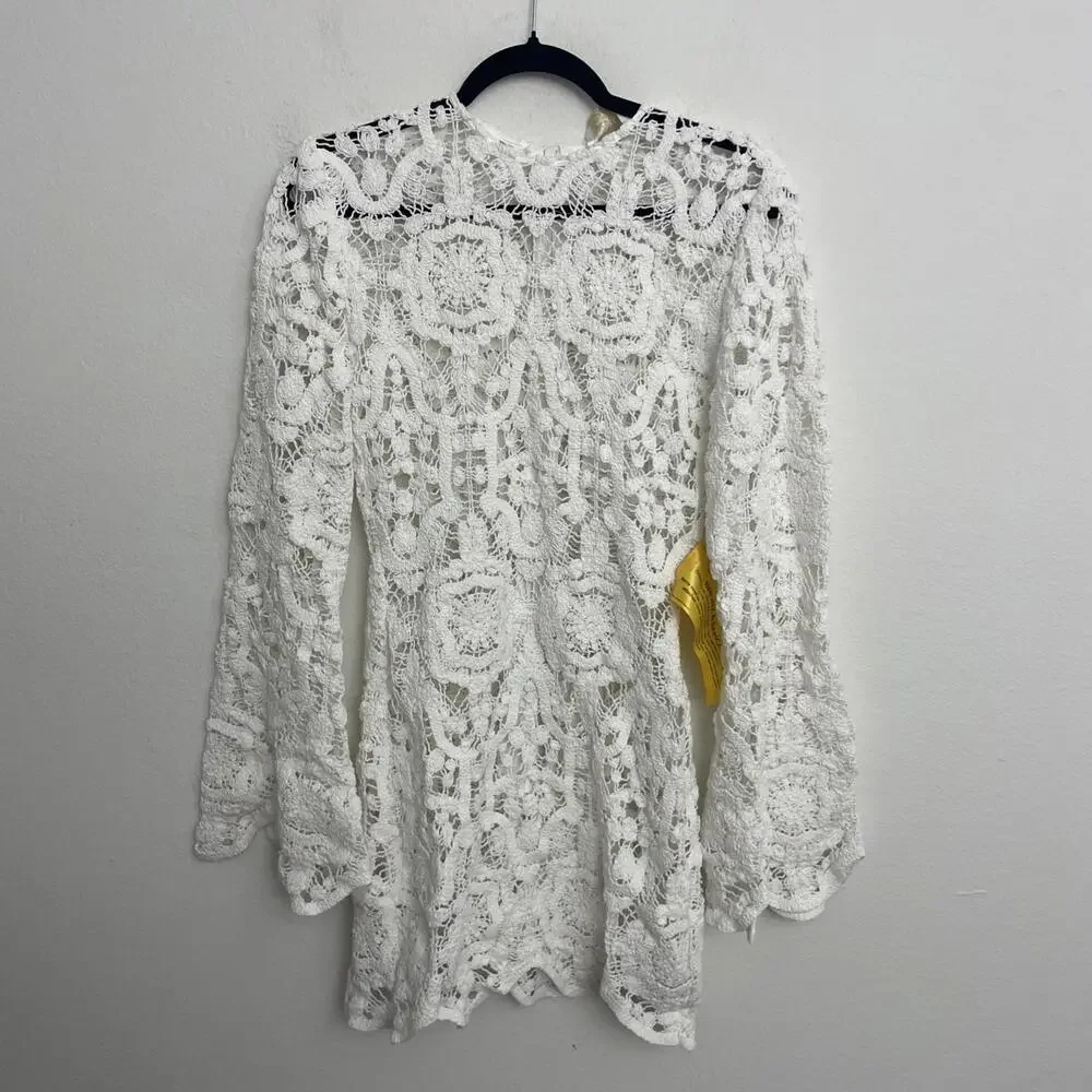 BRONX AND BANCO Marley Crochet Mini Dress WHITE SIZE S NWT $650MSRP - Picture 4 of 10